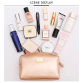 Luxury Modella Small Cross Stripe PU Leather Cosmetic Bag Women, Travel Rose Gold Makeup Bag Custom Private Label Metal Logo